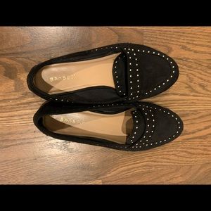 Black, studded flats